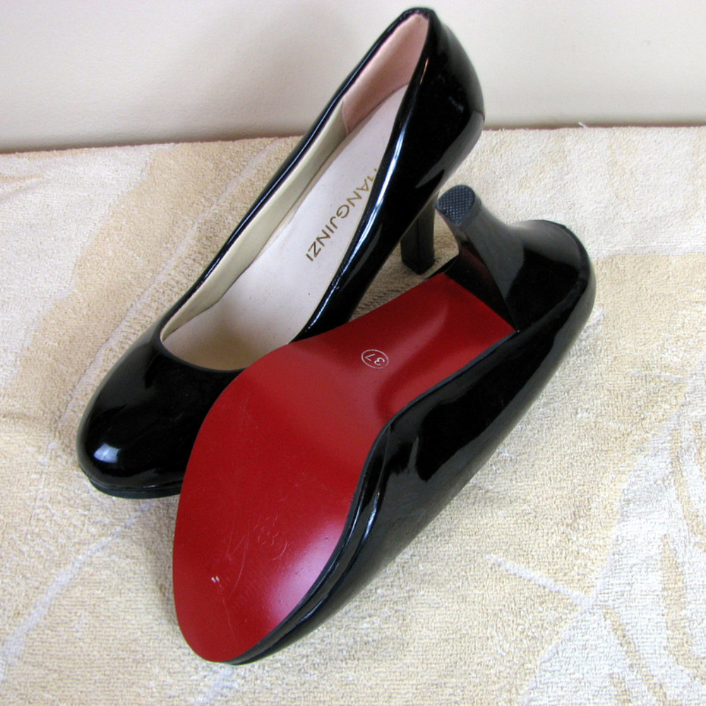 Shishangjinzi black patent leather heels pumps 6.5